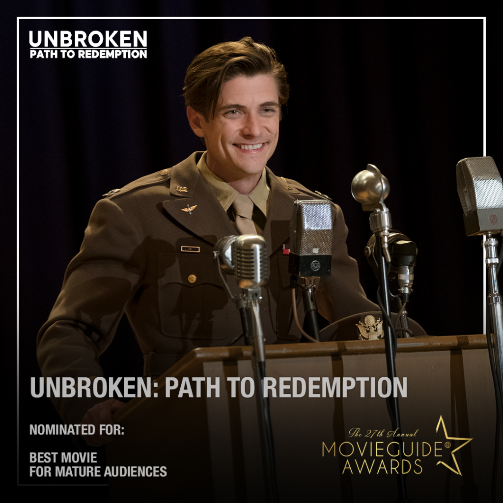 Congrats to the <a href="/UnbrokenFilm/">Unbroken</a> team for their <a href="/movieguide/">Movieguide®</a> Awards nomination for "Best Movie for Mature Audiences". Tune in later this month o the <a href="/hallmarkchannel/">Hallmark Channel</a> #UnbrokenFilm