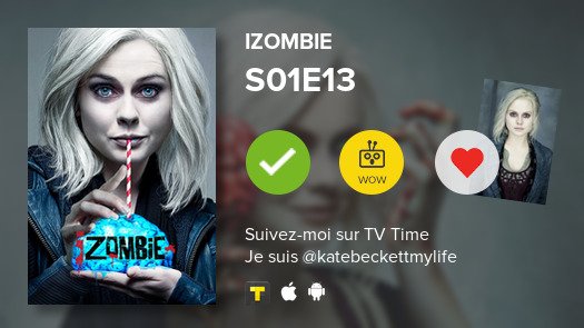 KateBeckettML's tweet photo. Je viens de regarder l'épisode S01E13 de iZombie ! #tvtime https://t.co/jRAWu6rgkV https://t.co/WUs7eSedtm