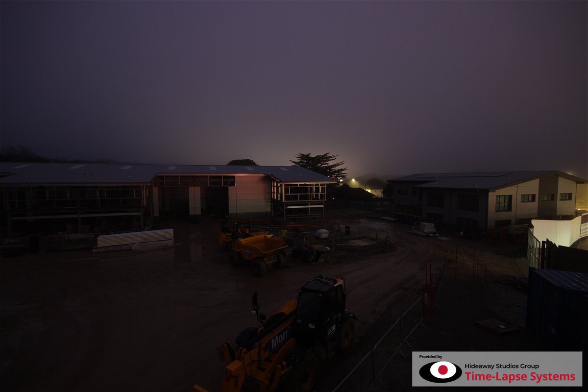 'Calm before the storm' captured at 7am on CCTV before the work days starts at Cornwall Business Park.  Activity on site is buzzing with 50-60 working on it most days to deliver this hi-spec development of 14 light industrial units and serviced offices for jad-uk.com