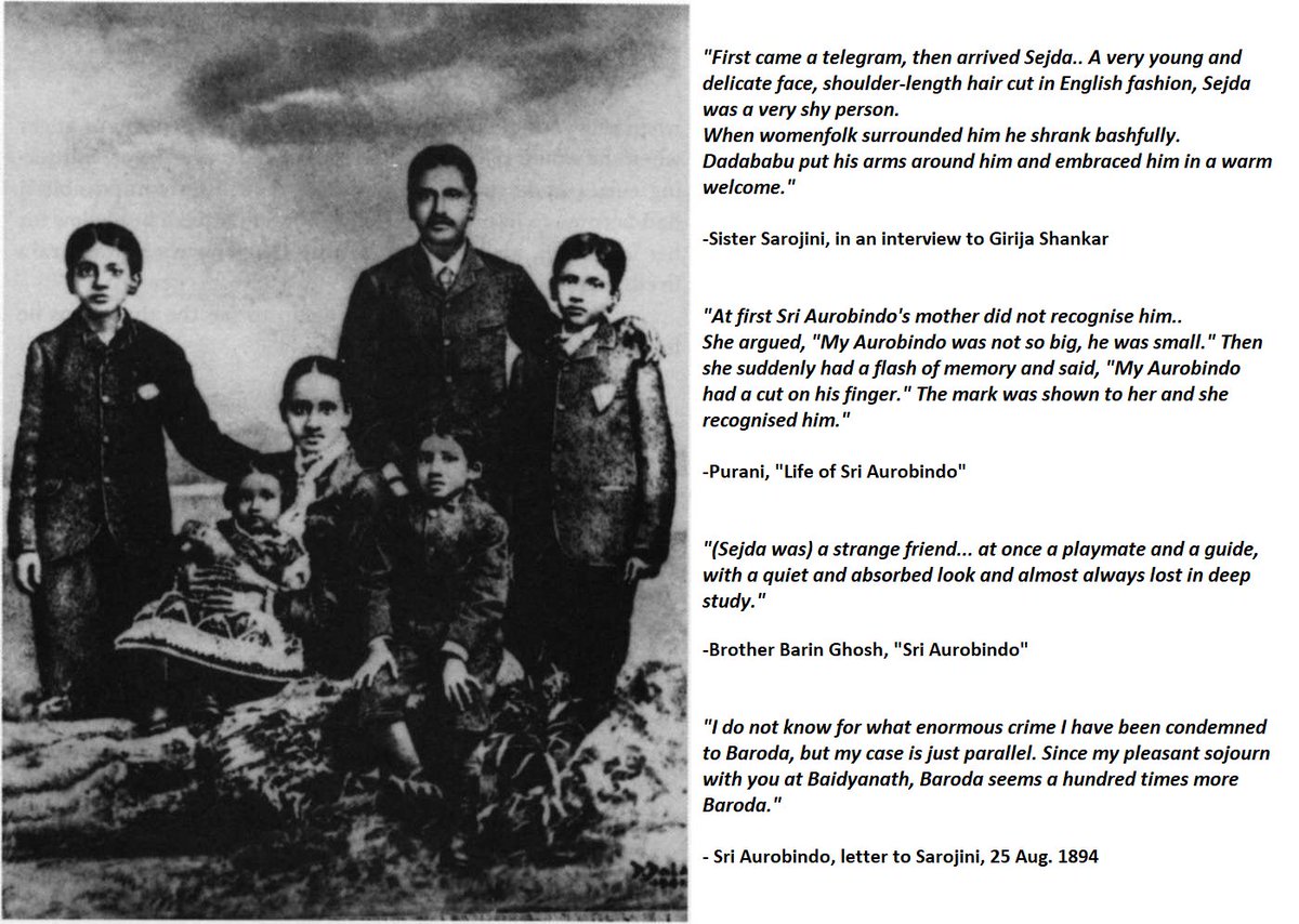 3) Meeting his family in Ajmer & Deogarh:After a long absence,  #SriAurobindo had to meet his family, & went out ~ Jan.1894, travelling to Ajmer (met Benoybhusan) & Deogharh (met larger family)Here is how the family members & Sri Aurobindo would later describe their meeting..