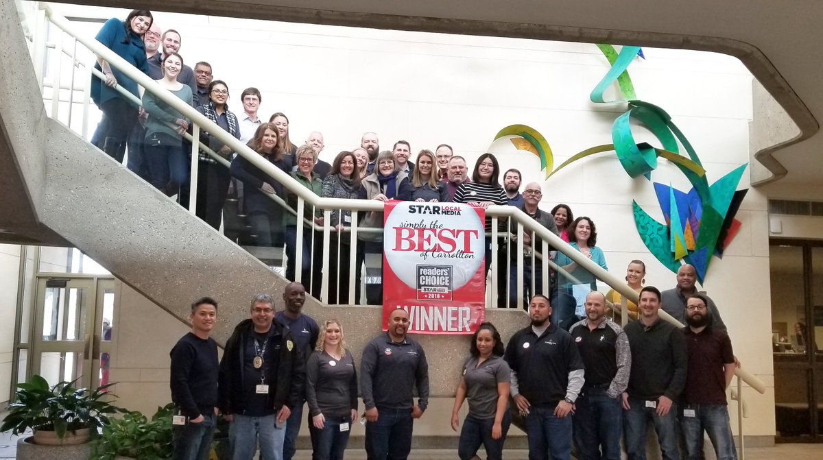 Thank you, Carrollton! @CarrolltonTX was voted Best Place to Work in 2018 by @starlocalmedia in the @SLMCarrollton Readers' Choice Awards. http://bit.ly/2WZldNo