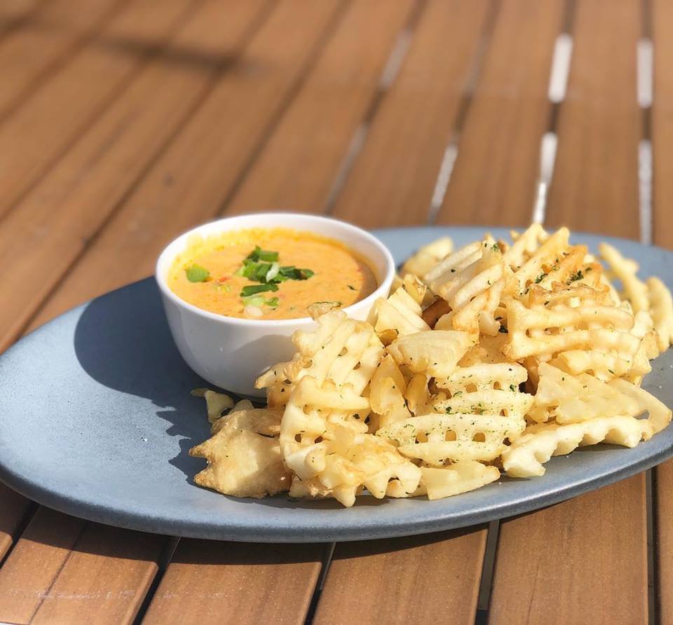 Happy Fri-YAY! Come enjoy the weather with our Pimento Cheese Dip paried with our house Waffle Fries. #Marriott #Friday