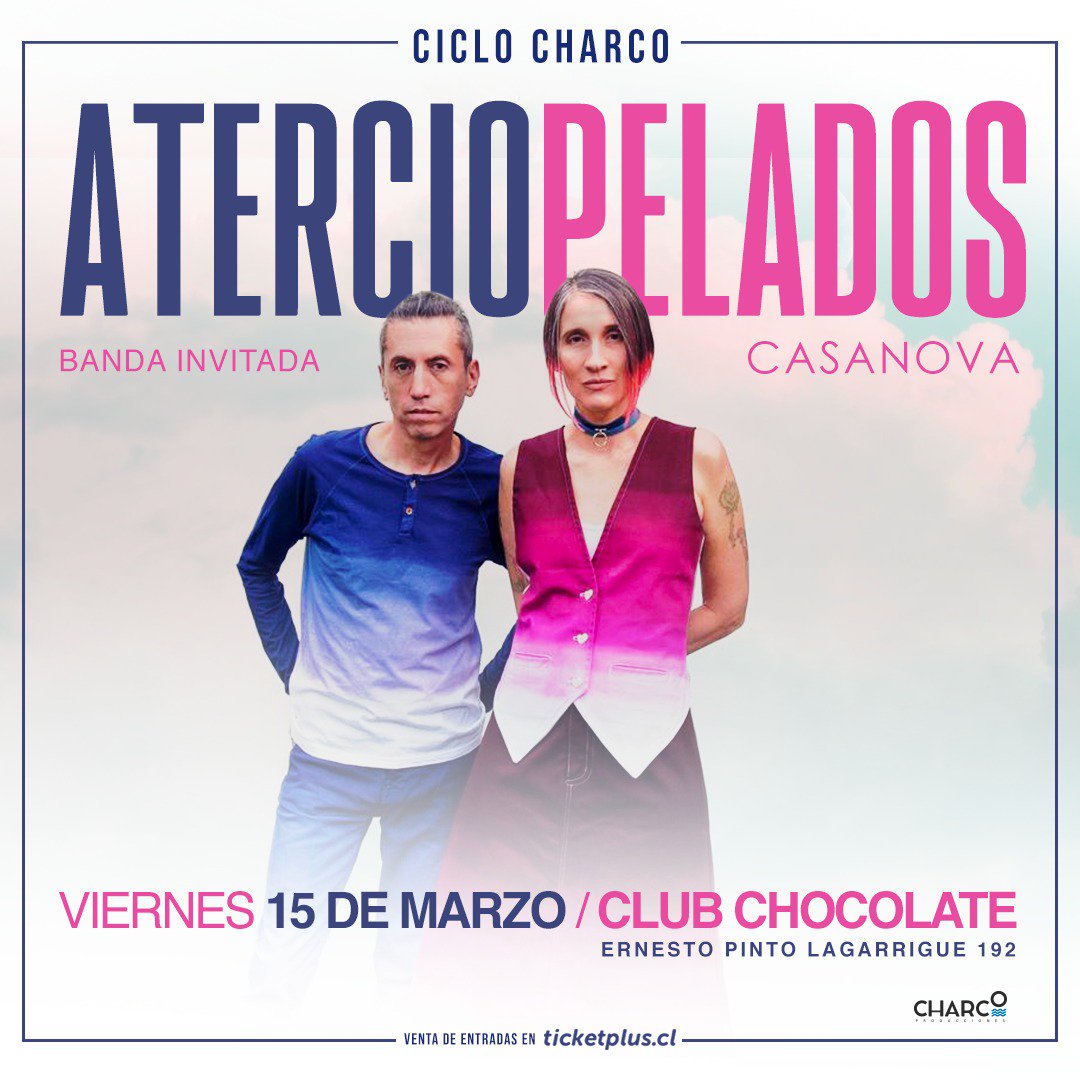 Atentos! Viernda 15 de marzo abrimos el show de <a href="/aterciopelados/">Aterciopelados</a> en <a href="/elclubchocolate/">Club Chocolate</a>! Pueden adquirir las entradas en <a href="/ticketpluscl/">Ticketplus Chile</a>