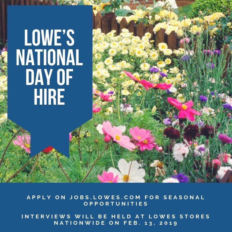 DennisRVReady's tweet photo. Save the date! Walk-in interviews welcome all day Wednesday, February 13 @ your local Lowe’s! Great opportunities available. Visit us to find out more &amp; meet our team; we’d love to speak with you! #lowescareers https://t.co/7AzqbY180f