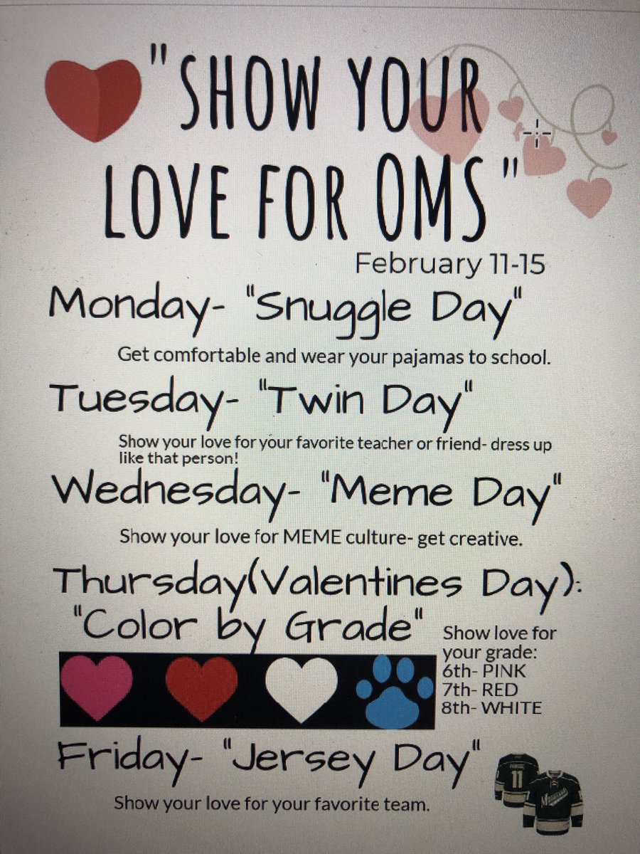 Show your love for OMS next week! #dressupdays #activitynight