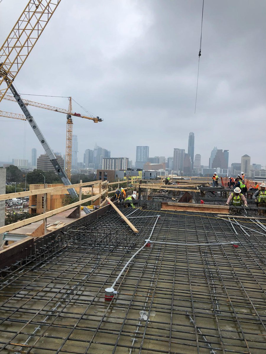 Getting ready to pour the fourth floor (about 250 cy of concrete) of Hotel Magdalena in Austin, TX.  
📷: Chuck Tower
General Contractor: Mycon General Contractors
#concrete #contractors #Austin #OSBURN