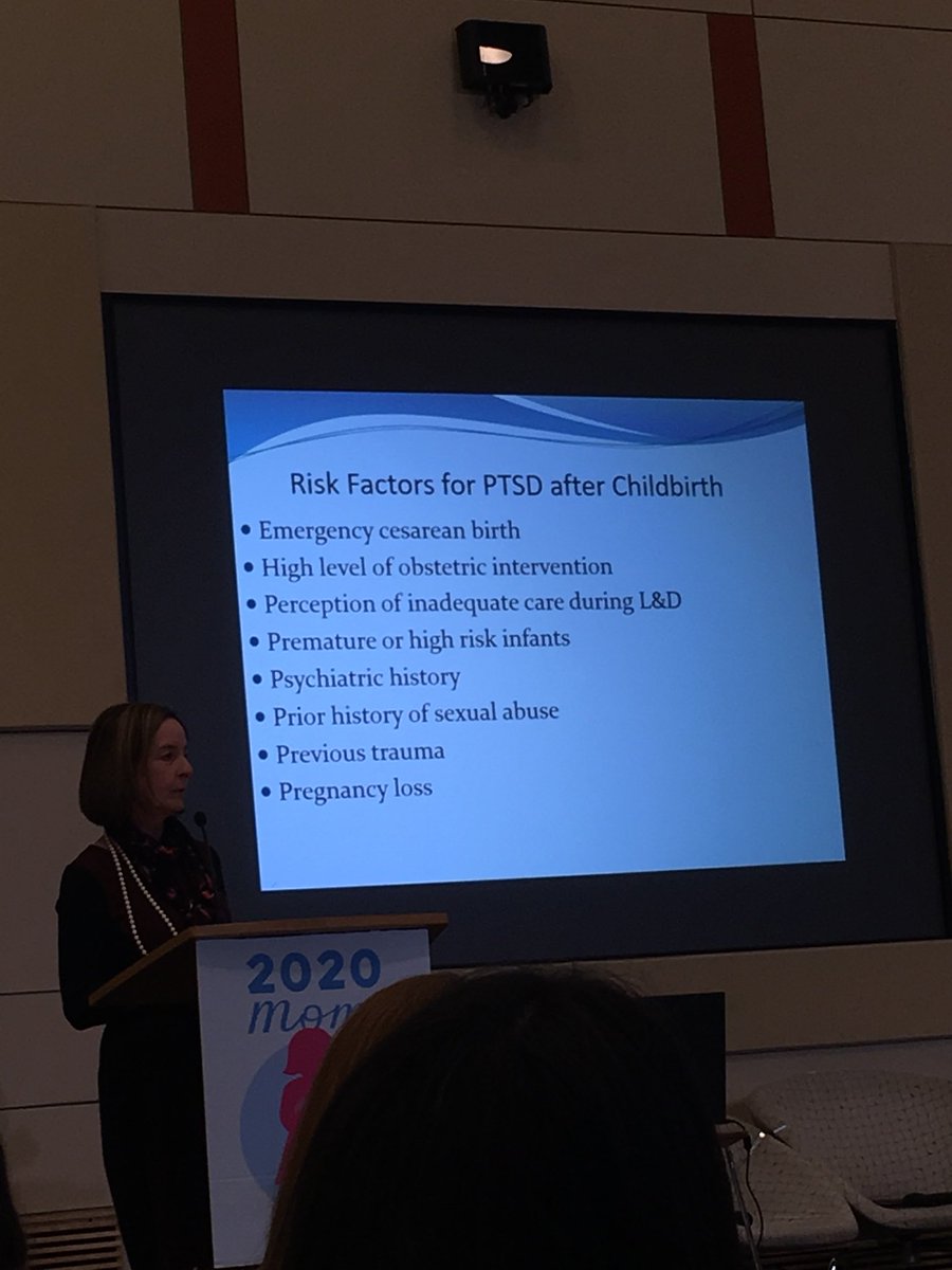 Quantitative research presented by Dr. Cheryl Beck as risk factors for parental #postpartumptsd #ppptsd after traumatic childbirth #2019mmhforum @2020MomProject