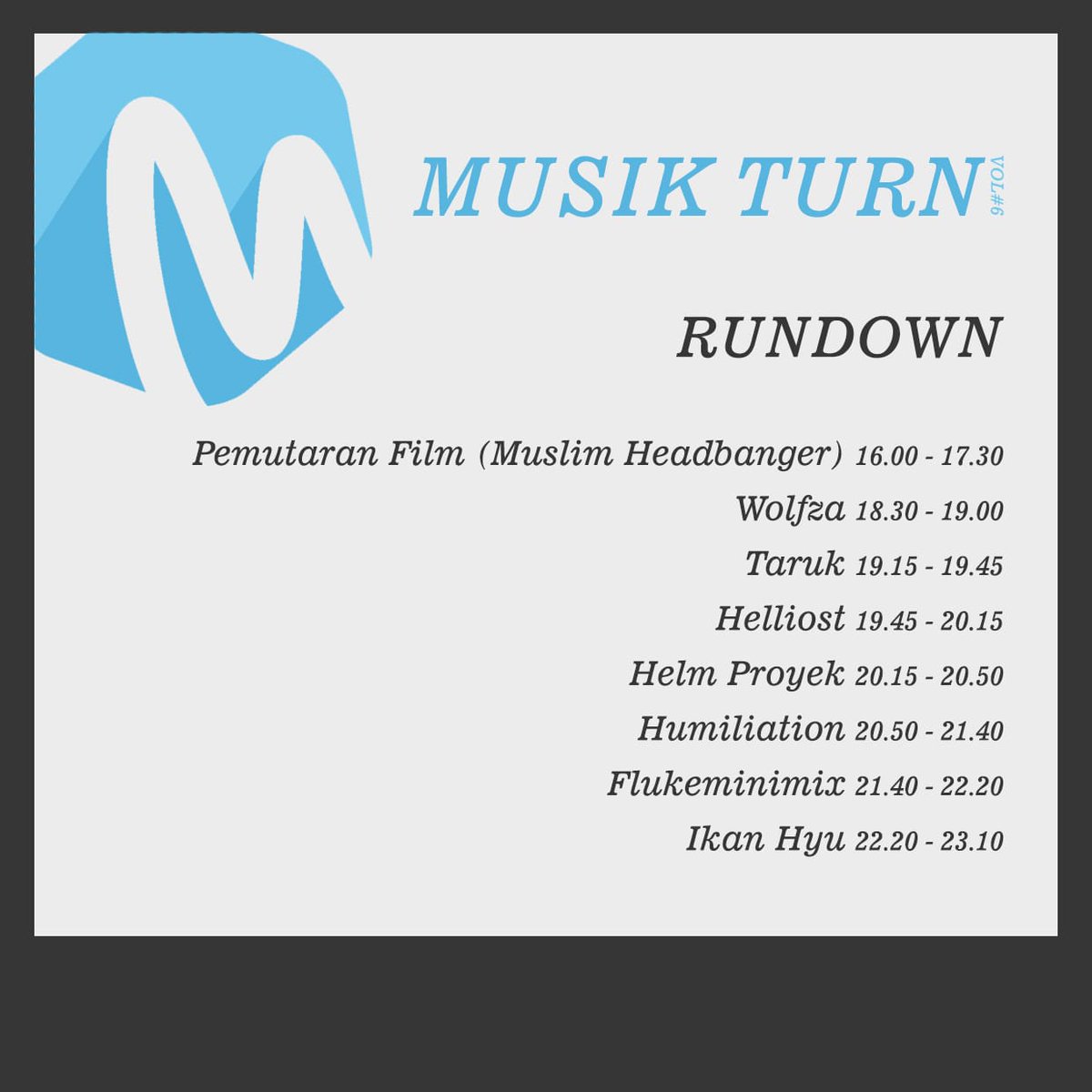 Tadi malam di ISBI, Bubat, Bdg.  Nobar 'Muslim Headbanger', film pendek tentang evolusi singkat  musik heavy metal di Indonesia, lanjut menyaksikan Wolfza, band keren Taruk, #heliostbandung dan <a href="/HELPROmusic/">HΞLMPROYΞK music</a> what a great night. 
Making honest music a threat again! ✊😊