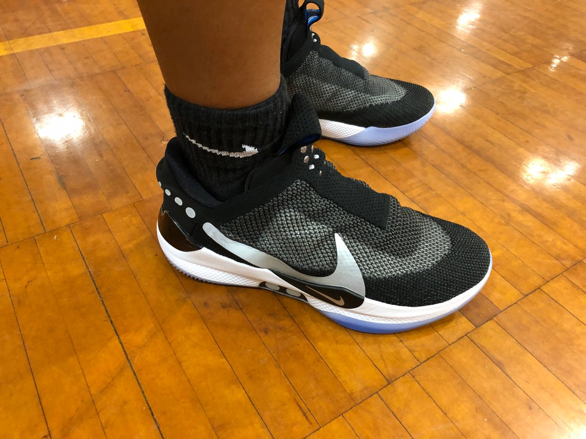 rc_basketball's tweet photo. @rc_basketball just received the Nike Adapt BB self lacing shoes. These aren’t out yet to the public. Our guys loved them today at practice! Thanks to @TDNike @JillNoe and @nikebasketball @NikeNYC Headqtrs for letting our guys experience these first! Proud to be #NIKEFAM #EliteHS https://t.co/qgXNQ7GnGs