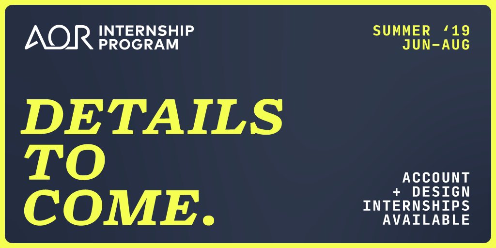 AOR_Inc's tweet photo. It may be the middle of winter, but we’re working hard to make Summer 2019 the best one yet — stay tuned next week for more information about our upcoming #internship program. #InternOffRecord #Design #Marketing https://t.co/69soXNhljr