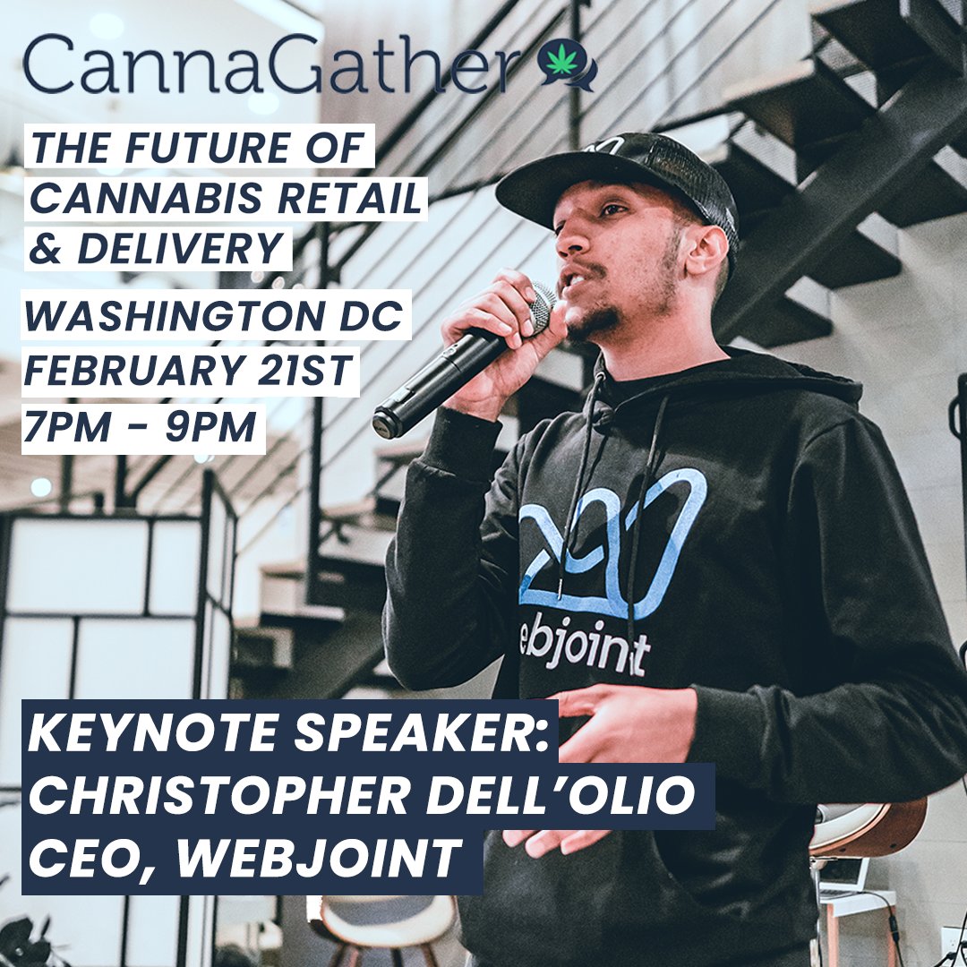 Excited to announce that WebJoint's CEO, Chris Dell'Olio, will be the keynote speaker at CannaGather DC on February 21st! 

Get $5 off your ticket to CannaGather DC here: hubs.ly/H0gx96y0