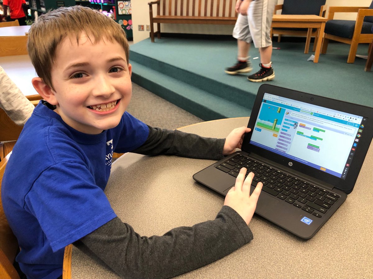 Becky_Arvin's tweet image. This guy was super proud of the game he created @scratch ! @bryan_savicki you’re rocking coding instruction in the Innovation Lab! #FutureProgrammer #TMGenius @TME_tigers