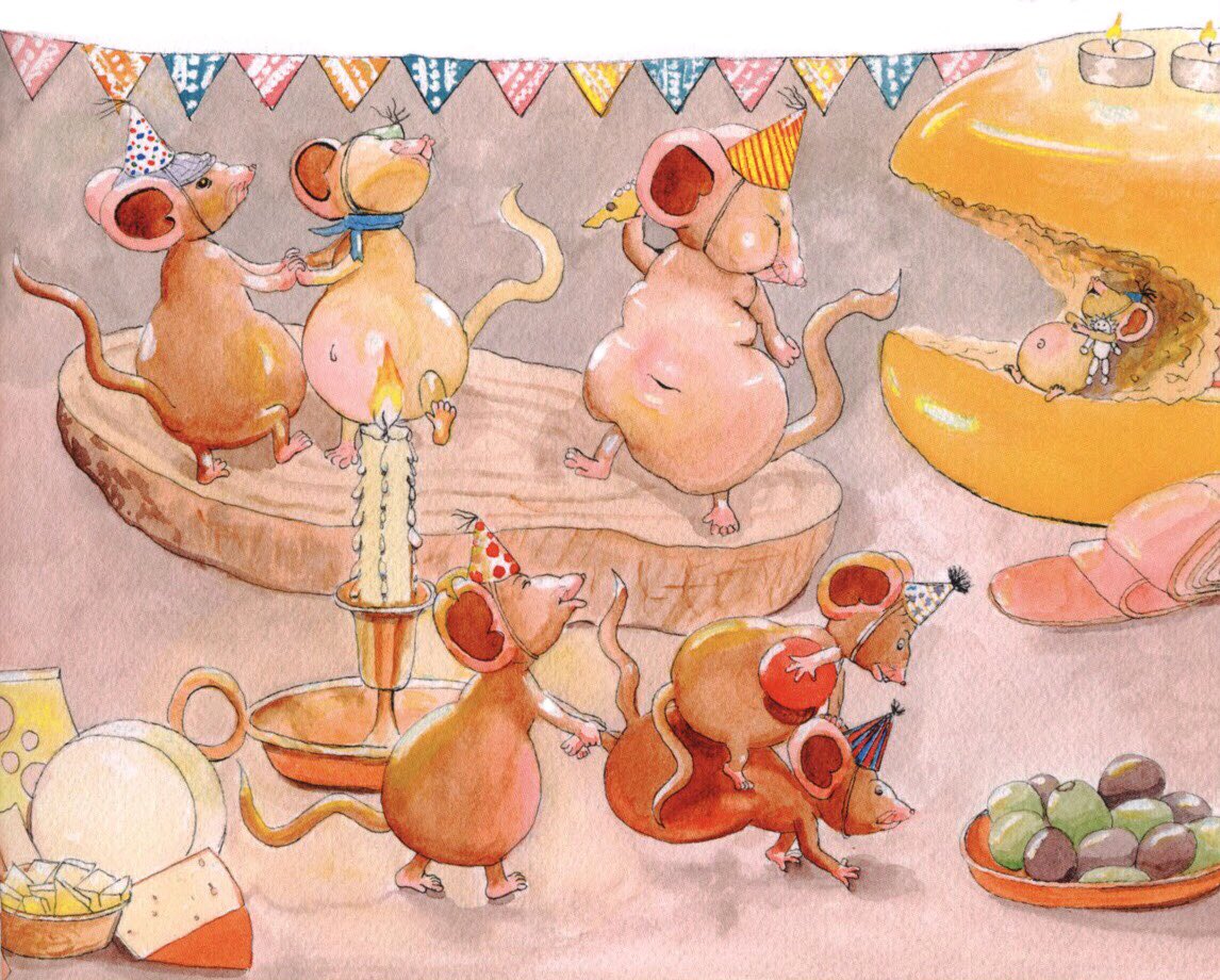 rtifleur's tweet photo. Tweaked an old #illustration (I made for a #picturebook ) for today’s #colour_collective #cadmiumyellowpale. It’s in a totally different style then I use nowadays.
The mice have a blast on their cheese party obviously 😁.
.
.
#amsterdambased #illustrator #illustratie https://t.co/7CedNxmiBs