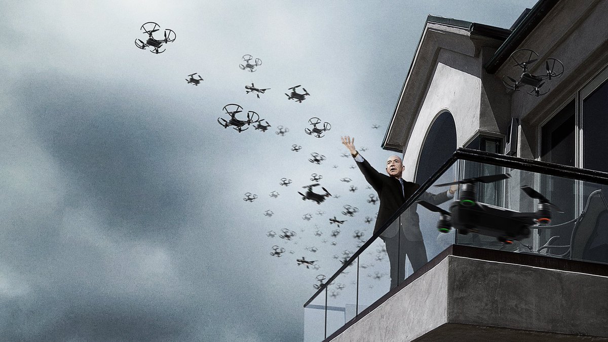 TheOnion's tweet image. ‘Fly, My Pretties,’ Says Jeff Bezos Releasing Swarm Of Amazon Drones To Hunt Down Nude Photos trib.al/W0C4Jtx