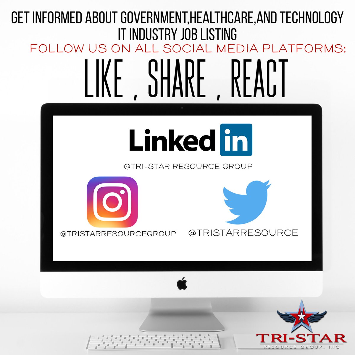 tristarresource's tweet photo. π± Follow our IinkedIn, Instagram, and Twitter. Donβt miss out on exclusive job listings. β¨π£ #jobs #twitter #instagram #linkedIn #IT #medical #healthcare #TriStarResourceGroup #staffingsolutions https://t.co/JXEsLxctLb