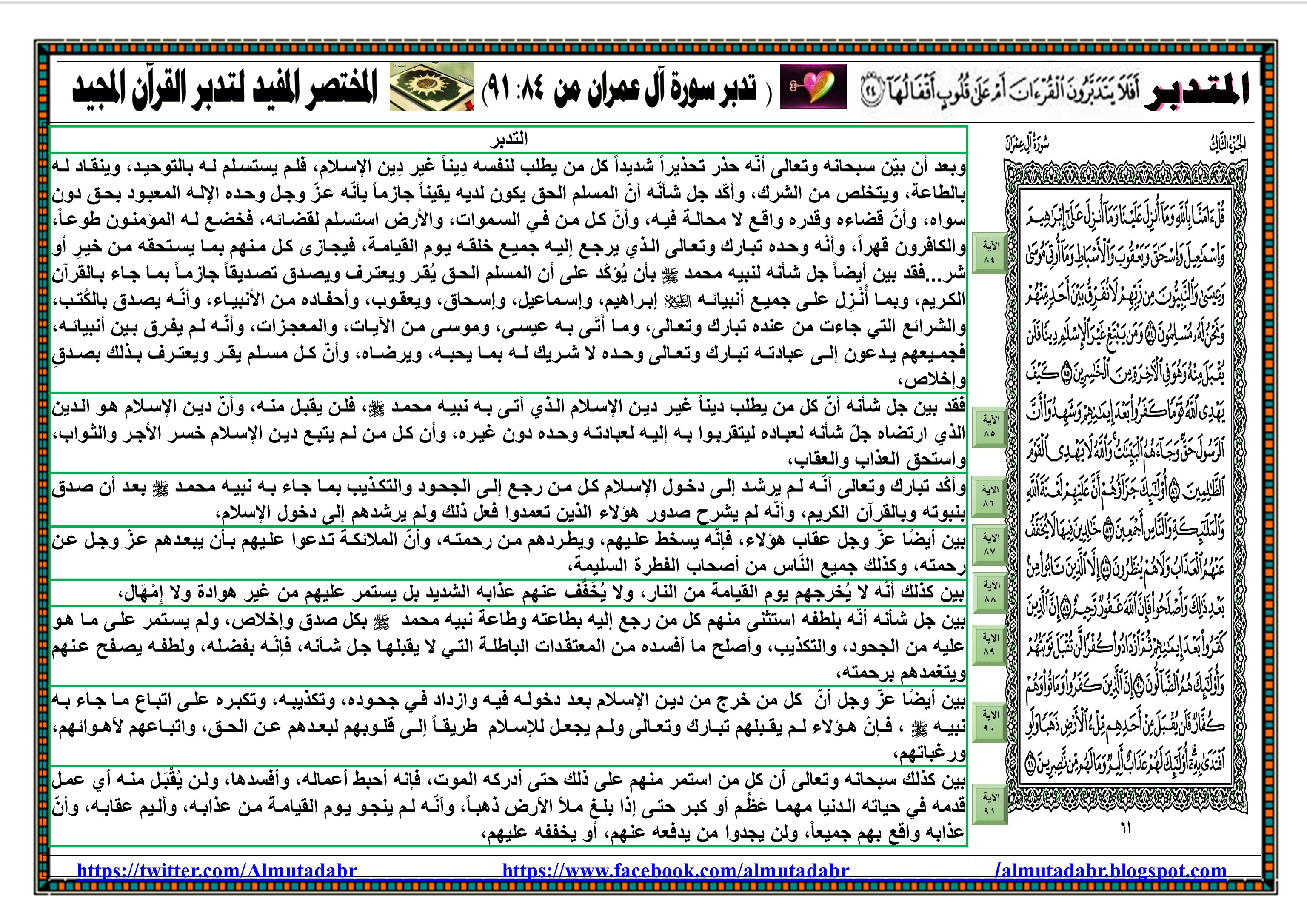 سورة عمران صفحات عدد ال من أين