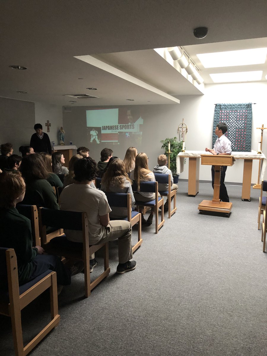 Our students from Japan educating their classmates on their culture. Wonderfully done! <a href="/HolyCrossPTBO/">Holy Cross CSS</a>  #PVNCLearns #PVNCServes