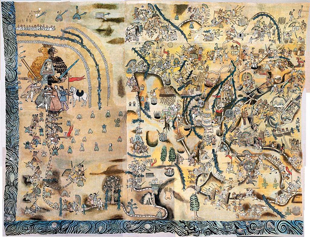 ConquistadorEx2's tweet photo. ESPAÑOLES Y NAHUAS COMBATEN JUNTOS:
El Lienzo de Quauhquechollan es una pintura indígena mesoamericana sobre quince piezas de tela de algodón cosidas para formar un mapa. https://t.co/AP3HDi25yw