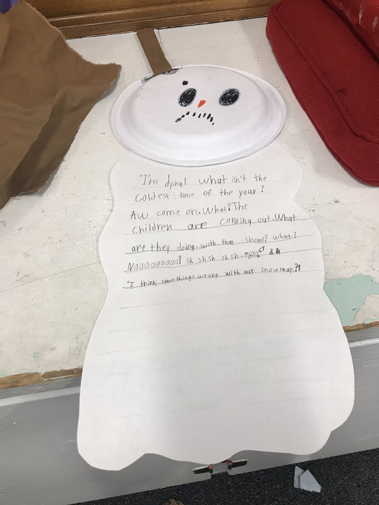 Thoughtsin3rd's tweet photo. We made melted snowmen and women to show cause and effect.❄️🌨🌨❄️☃️⛄️by:kinsley☃️⛄️❄️🌨🌨⛄️☃️❄️❄️. https://t.co/goTHg8OEhj