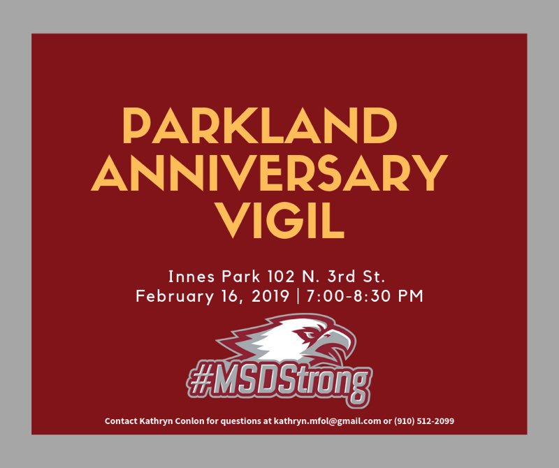 MFOLWilmington's tweet photo. Join us on Saturday, Feb. 16th as we honor the 17 lives lost last year in the Parkland, FL shooting. https://t.co/DvPu8P1afB