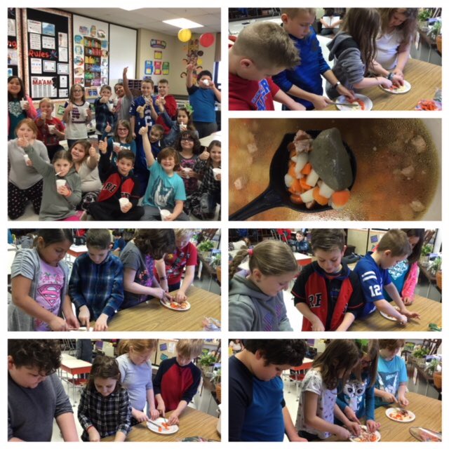 cdkramer5's tweet image. Stone Soup Day in 3rd Grade! Excellent cooks! Class VOTE = YUM!!👍🏻 @ndeschargers @NDESAP #collaborationskills #learningisfun #ndeschargers