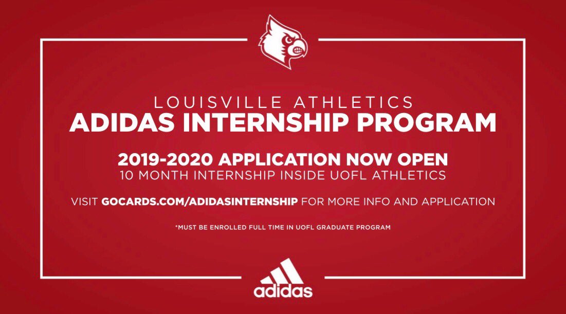 Attention graduate students‼️ 
⚫️🔴 If you are interested in a career in sports, the adidas internship applications are now open! This is a unique opportunity to gain hands-on experience in intercollegiate athletics! Visit gocards.com/adidasinternsh… for more info! 🔴⚫️
