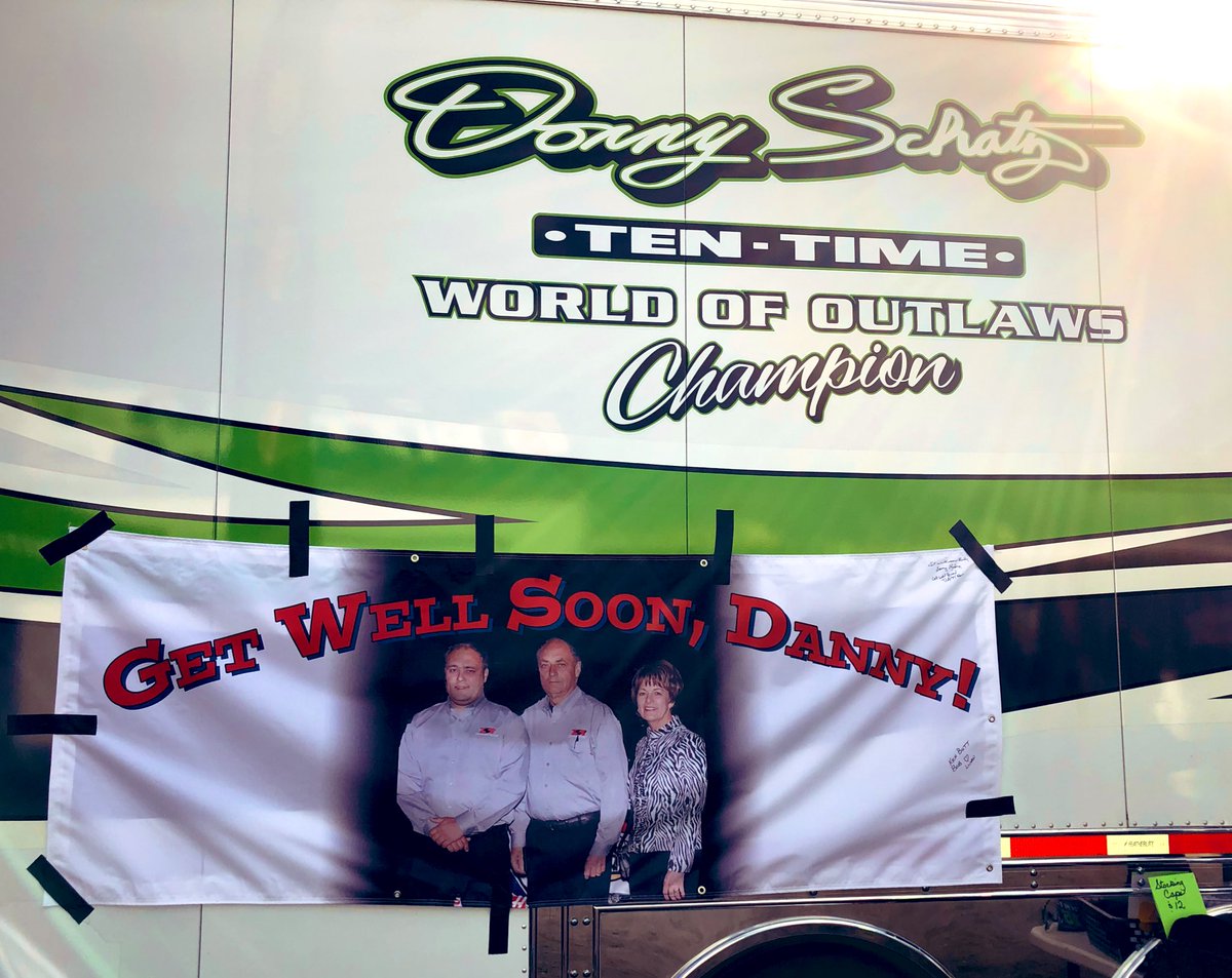 We’re missing my Dad at the track this week, but he’s in our thoughts and in good spirits. Stop by my merchandise trailer if you’re at the <a href="/WorldofOutlaws/">World of Outlaws</a> <a href="/DIRTcarNats/">DIRTcar Nationals</a> at <a href="/VolusiaSpeedway/">Volusia Speedway Park</a> this week &amp; next to sign a get-well banner for him. Thanks to everyone for their support.