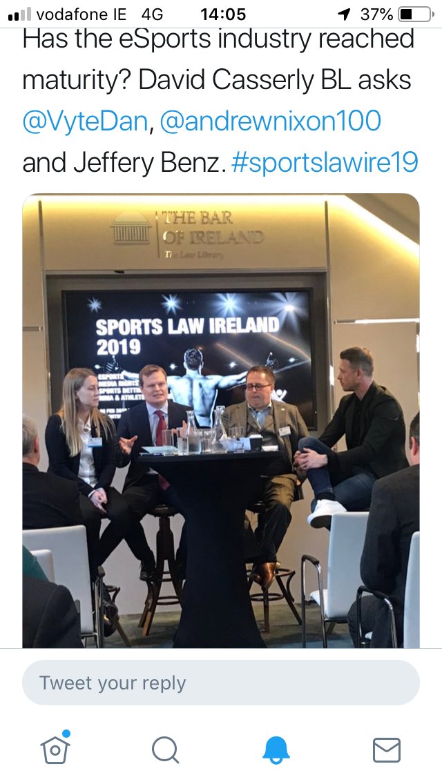 Great afternoon at the @sportslawbar and @LawInSport conference in Dublin and to discuss the wonderful world of #esports with @VyteDan - some great insight from @susanmahern @Sladovitch @ianlynam @nisportslaw @Clibobs @garethfarrelly1 and @spcott amongst others #sportslawire19