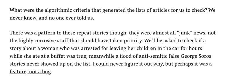 tomgara's tweet photo. Former Snopes managing editor @brooklynmarie, on trying to fact-check Facebook: "Trying to stem the tsunami of hoaxes, scams, and outright fake stories was like playing the worldโs most doomed game of whack-a-mole" https://t.co/RLVvZAt6s1 https://t.co/7O7kVWELW9