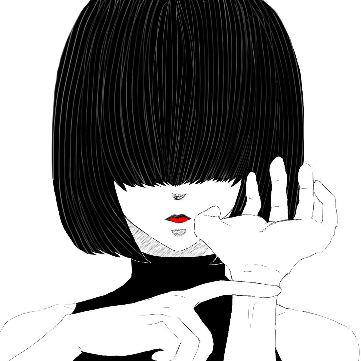 絲音 A Twitter 魔が差した いや 差された ソレは優しく確実にぼくの背中を押した 創拡 落書き 一日一絵 デジタルイラスト 病み絵 鬱絵 落書き置き場