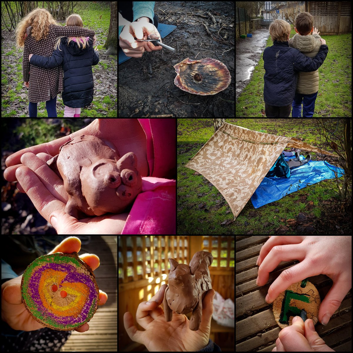 TimSimpkins's tweet image. A fab time with Y5, with opportunities to develop a range of skills. A paired activity, enabled each child to support their partner. There were  opportunities to be creative with clay or pastels, while others explored ways to make shelters or  use flint and steel. @St_SavioursJ