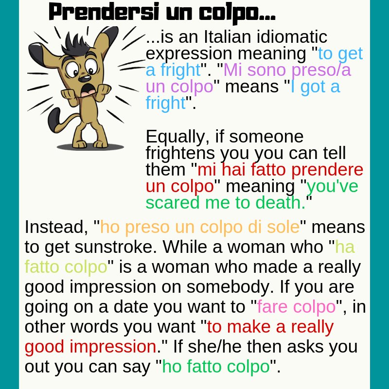 italianfor_all's tweet photo. In Italian, as in English, you can often find the same word featuring in different idiomatic expressions...#farecolpo #learnitalian #skypeitalianlessons #learnitalian https://t.co/id9FigHh7t