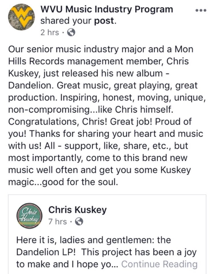 Jlkuskey's tweet photo. Check out Chris Kuskey’s new album Dandelion—on Spotify, iTunes, Apple Music, &amp; YouTube!  ❤️ https://t.co/2sGNKrNduP