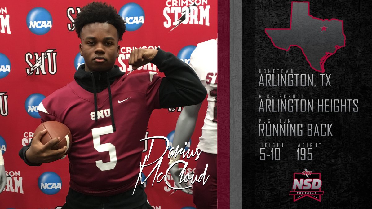 SNUFootball's tweet photo. Out of Arlington, Texas, welcome to the family @officialdmac5. #StormInbound #BoltsUp⚡️ https://t.co/g8q9HrAoWh