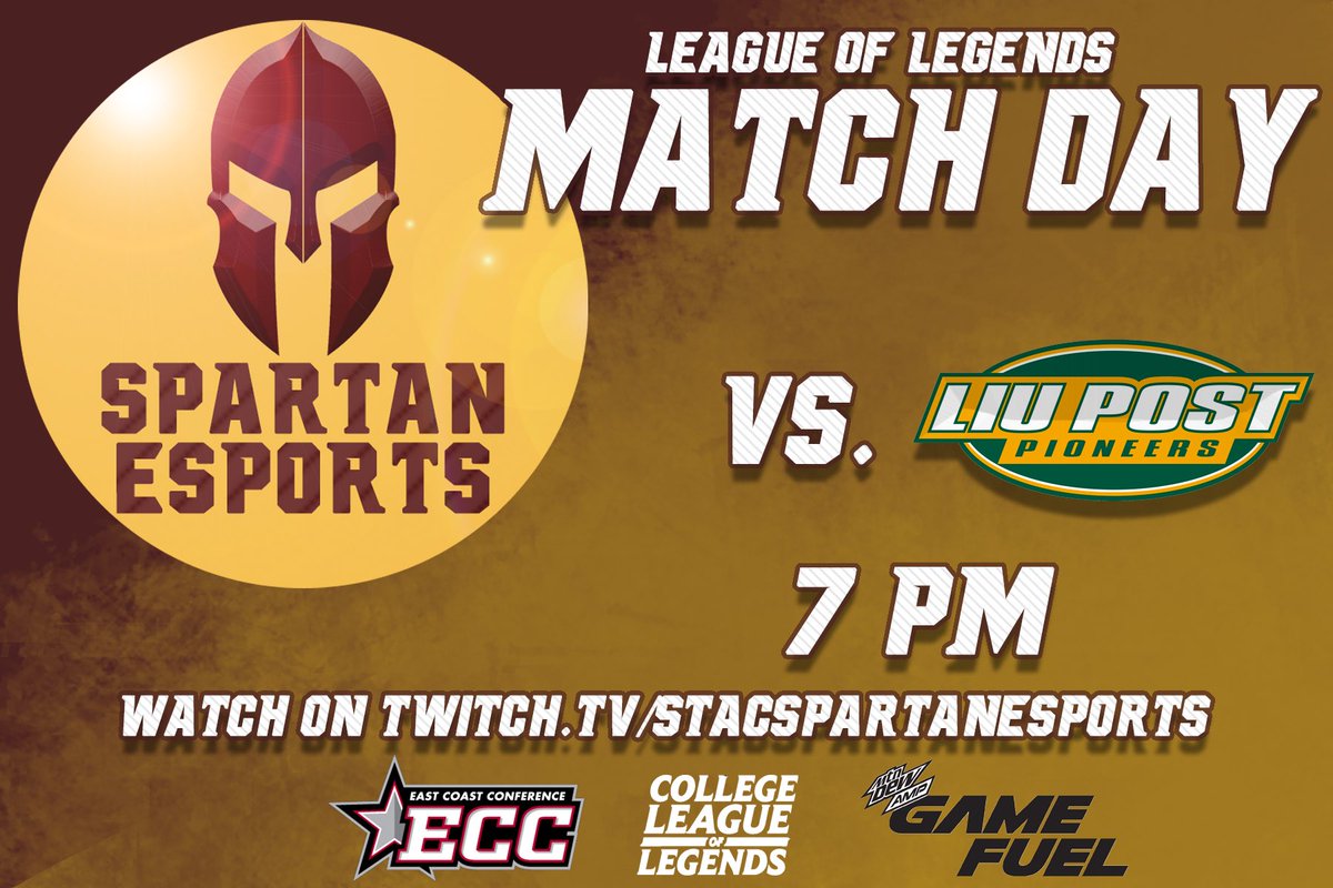 TONIGHT! We are ready to go for our <a href="/ECCSports/">East Coast Conference</a> <a href="/collegelol/">College League of Legends</a> matchup against <a href="/liupostpioneers/">LIU Post Pioneers</a>! Tune in at 7pm - twitch.tv/stacspartanesp…