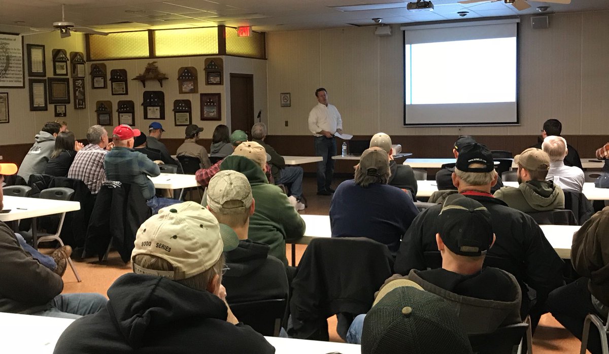 An expanded session of FCU was held at the Cissna Park Legion today with Shawn Bingham ⁦@ABSR_Research⁩ speaking on “Developing a Marketing and Risk Management Success Cycle”.