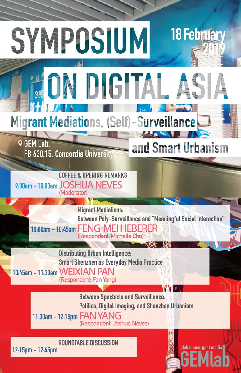 Synoptique's tweet image. Happening on the 18th of February: come to this amazing symposium organised by the Gem Lab at @Concordia and featuring one of the editors of our upcoming issue, @hannah_panpo! Also presenting are Feng-Mei Heberer from NYU @CinemaStudies and Fan Yang from @UMBC!