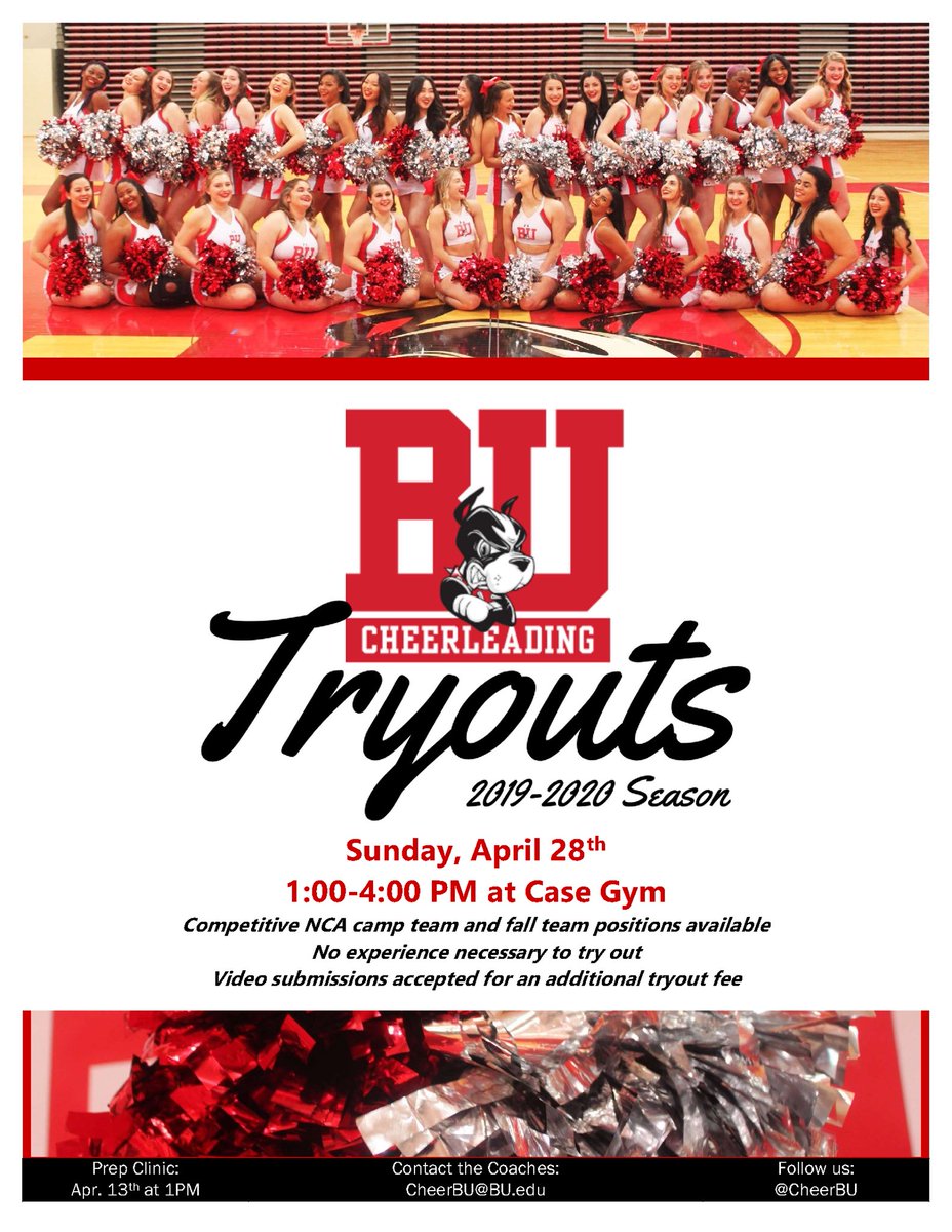 CheerBU's tweet image. ‼️Save the dates! We just announced our spring tryouts and college prep clinic. Check out the details here!
