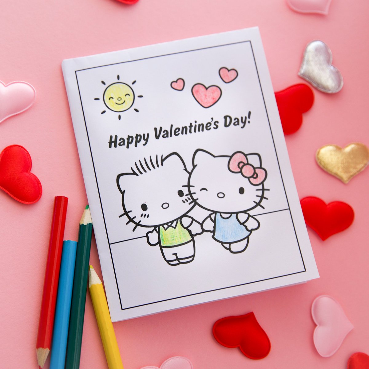 Hello Kitty on X: Send a sweet note 💌 Download and color your own  Valentine's Day card for your sweetheart:   #HelloKitty  / X
