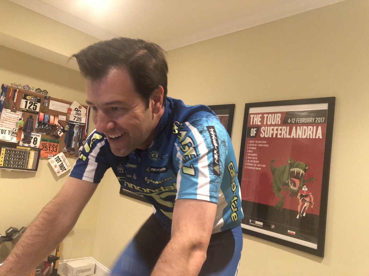 ivanpetrovitch's tweet image. Almost forgot to post... Stage 7 done. #miniblender was not minifun. Suffered today with GvA at the Tour of Sufferlandria with @TheSufferfest. Working with @DavisPhinneyFND to help those with #parkinsonsdisease.
