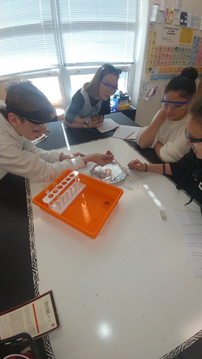 EZAVID's tweet image. Chemical reactions as we learn about chemical reactions! Synthesis, decomposition, &amp;amp; a double replacement! #handsonlearning #whydiditdothat #myscienceclass @henleyhornets @k12albemarle