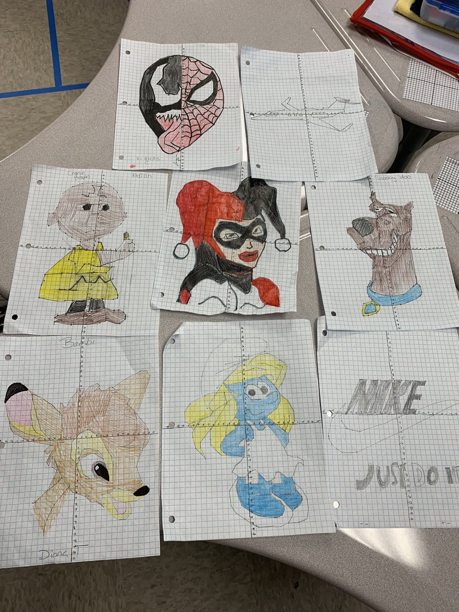 MGBenjamin's tweet photo. Some graphing pictures that the kids made so far!! More to come!! @KISDMathSquad #VistaRidgeLions #graphingfun https://t.co/9hBtDiGCgP
