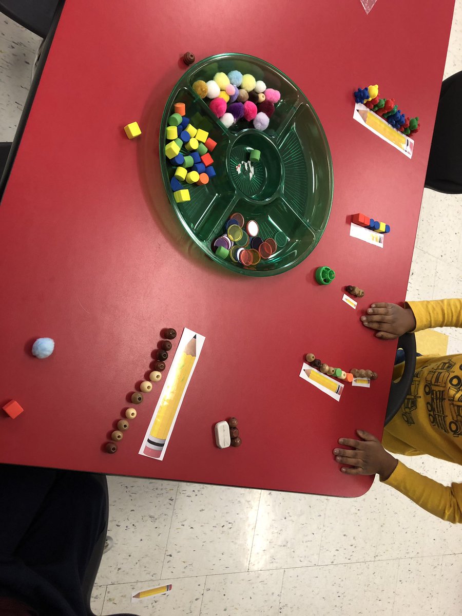 mslupoteaches's tweet photo. Fun with measurement! Provocation with loose parts and using string to measure objects around the classroom! #gandymath https://t.co/4IThal6rVQ