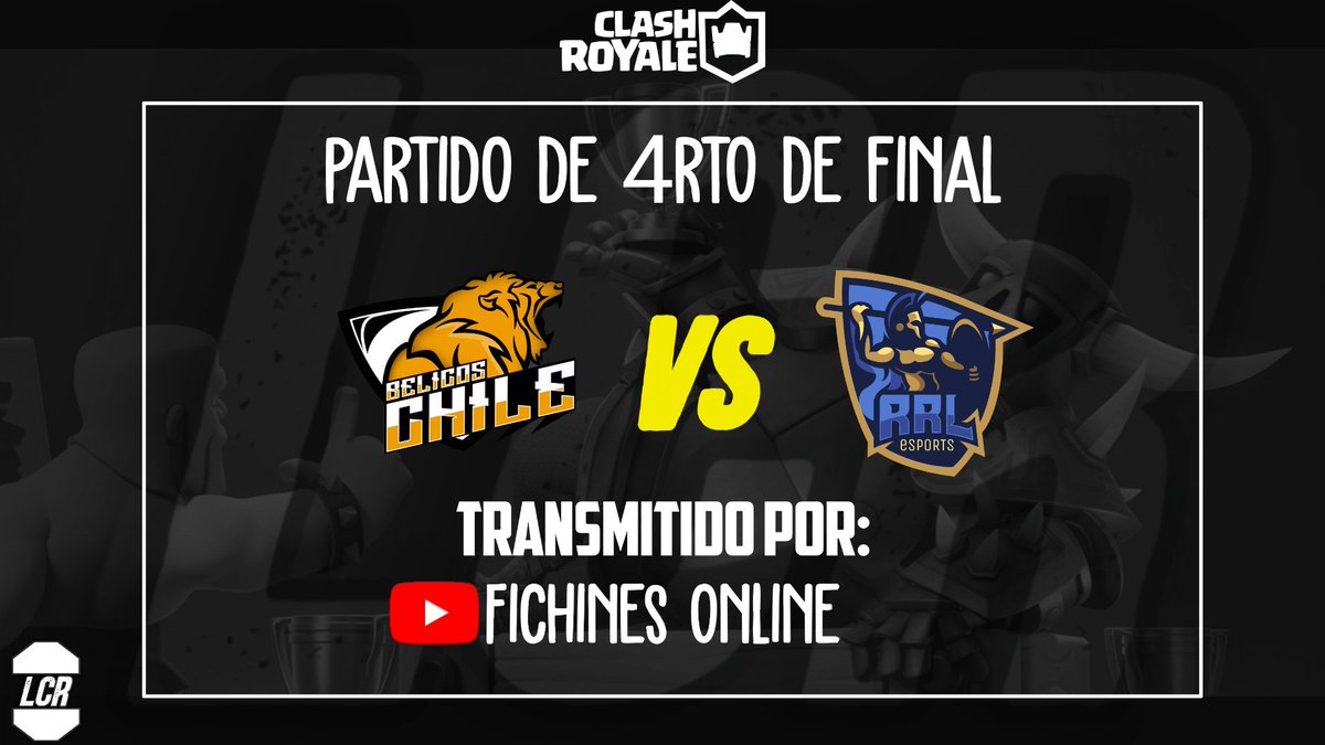 En unos minutos empezaremos este gran duelo entre estos 2 grandes rivales
@BelicosC 🆚 <a href="/RRL_eSports/">RRL eSports</a> 
🛃
⏲️22 hrs 🇨🇱

🏆<a href="/CupRoyale_/">Legendary Cup Royale</a>

📺 Transmisión por <a href="/FichinesOnline/">Fichines Online</a>