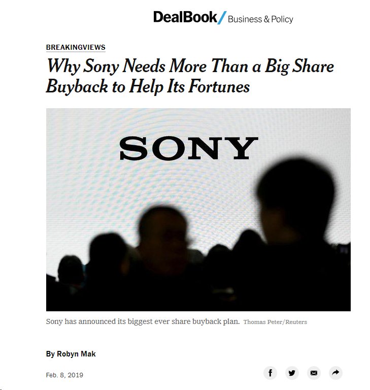 RubyJericho's tweet image. #PS4

nytimes.com/2019/02/08/bus…

@Sony is doing a first ever buyback of it's stock after:

"a worse-than-expected fall in operating profit from its @PlayStation console division"

Seems my suspicions were justified.

Did you buy $SNE based on that $TWTR ad?