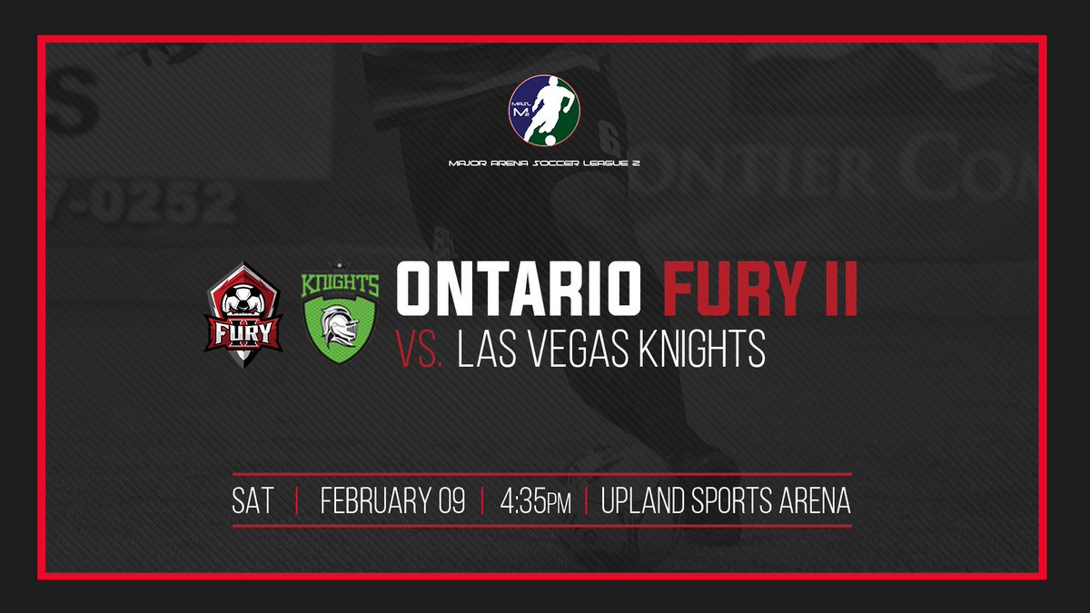 Fury II hosts the Las Vegas Knights tomorrow (Saturday Feb 9th) 430pm <a href="/UplandArena/">Upland Sports Arena</a> FREE ADMISSION! #GOFURYII #FutureFury #MASL2