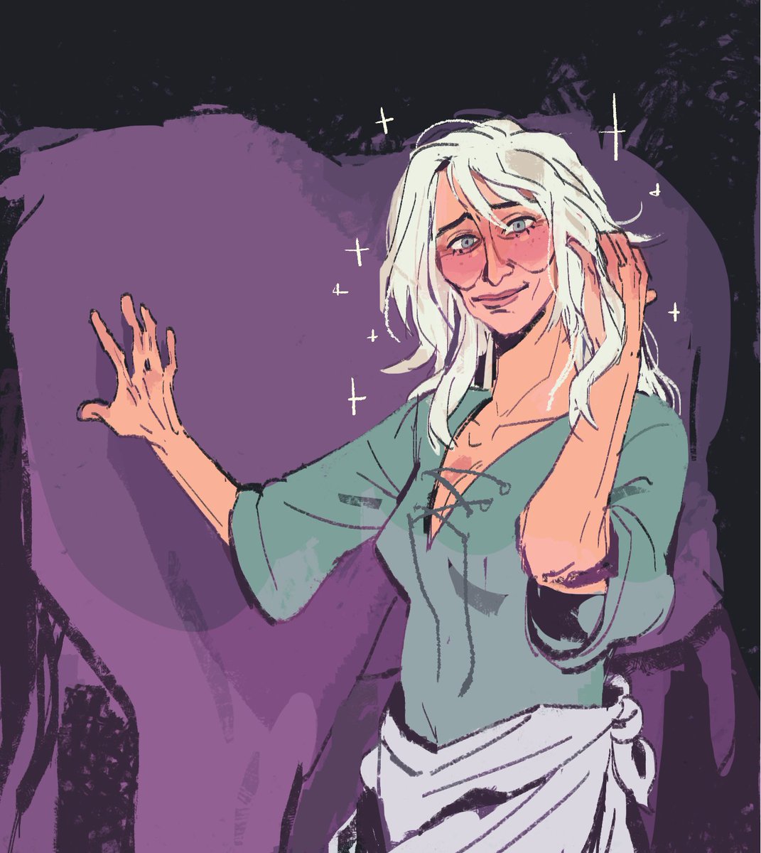 in our #dnd campaign we have a standard roll for hotness every time we encounter any npc, so last session this wonderful old stable hand named eunice rolled a nat 20 and tl;dr our whole crew is in love with her now 