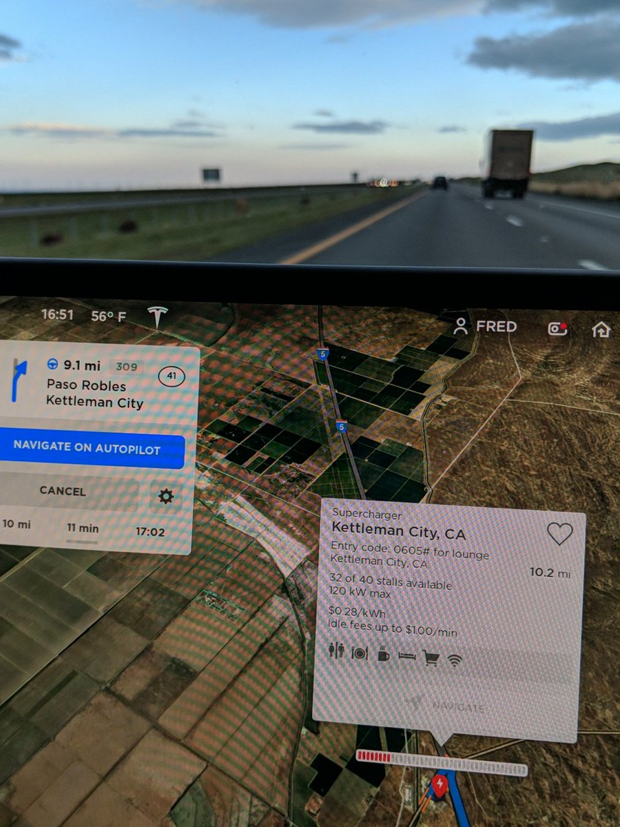 MoreTesla_'s tweet photo. 10miles to Kettleman super charging station. I'm hoping they have slurpies! #telsaroadtrip https://t.co/npx4KnkrKC