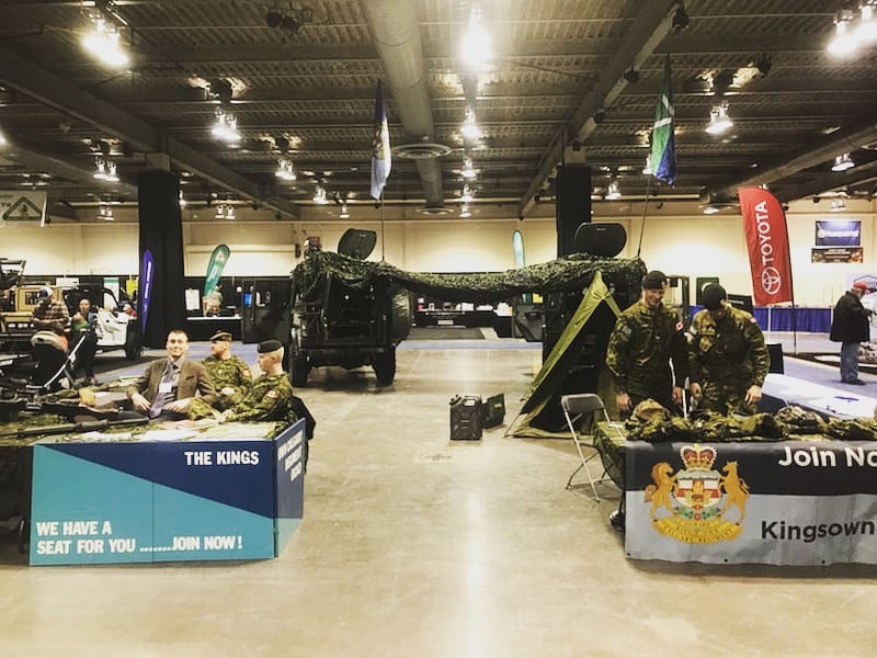 KingsOwnYYC's tweet photo. Come on down to the Calgary Boat and Outdoor Show at the BMO Centre. We're here joined with the @calgaryhighlanders. Onward! 🇨🇦
#joinkocr #kingsowncalgary #kingsown #kocr #calgary #military #calgarynow #yyc #yycnow #calgarysarmouredregiment #recce #armouredrecce #canadianforces https://t.co/FaqjQDTaie