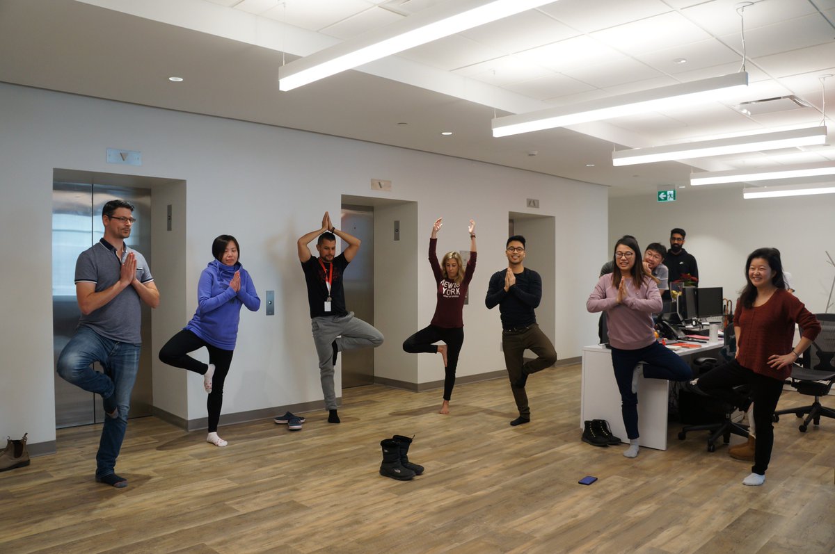 airGLife's tweet photo. We kicked off the first week of our wellness month at with healthy veggie snacks, a lunch time group walk and a tree pose challenge! https://t.co/aGC8fgpaLs